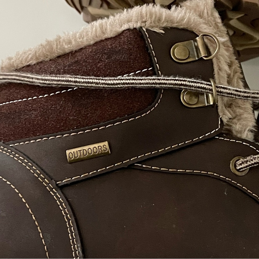 Quatchi Faux Fur Trim Lined Lace Up Winter Boots Brown Size 41 (9.5 - 10) - Picture 7 of 14